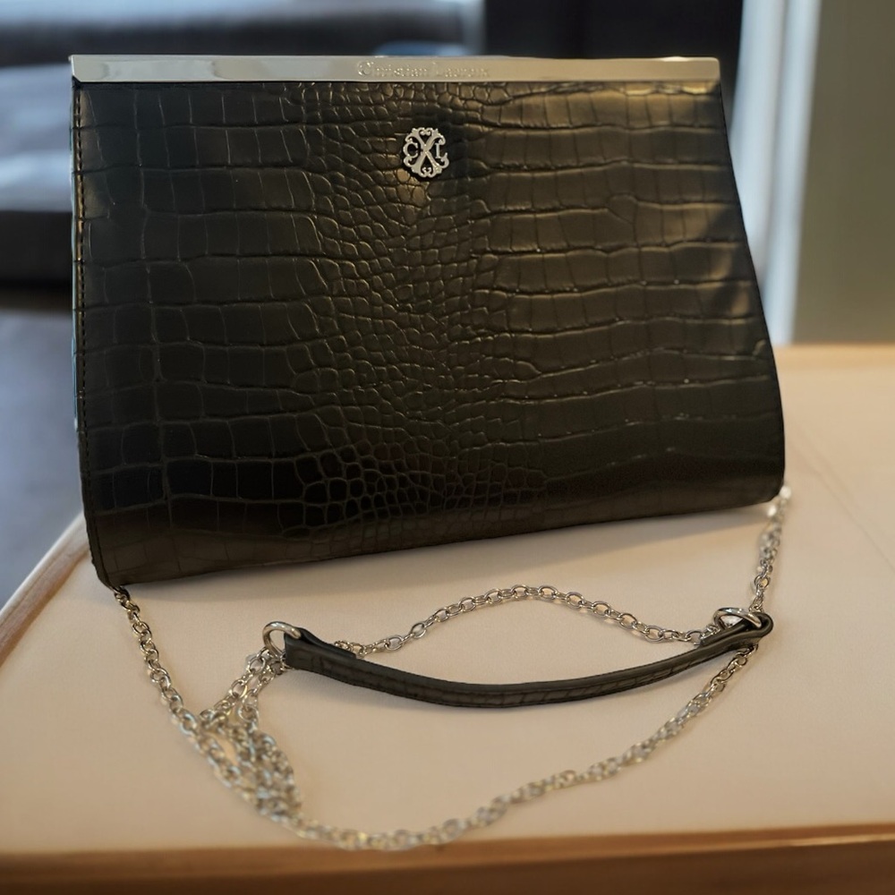 Christian LaCroix Clutch/crossbody, removable chain strap, black